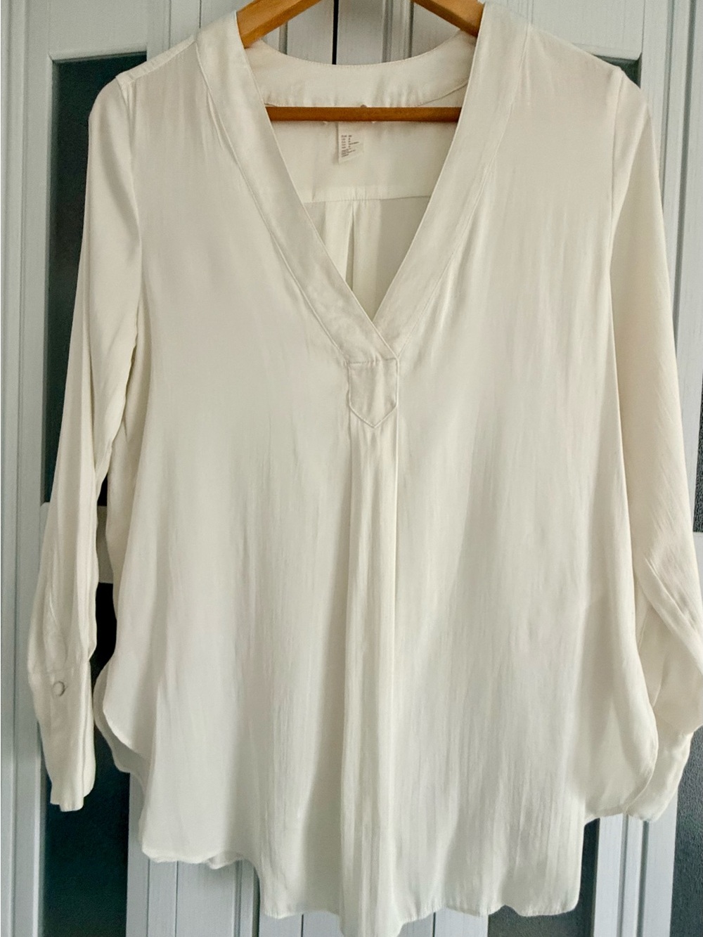 Conscious Women's Cream V-Neck Blouse - Classic Lightweight Top